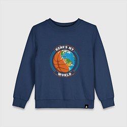 Свитшот хлопковый детский Basketball World, цвет: тёмно-синий