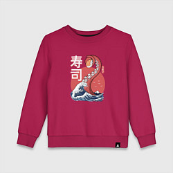 Свитшот хлопковый детский Kraken Kawaii Sushi, цвет: маджента