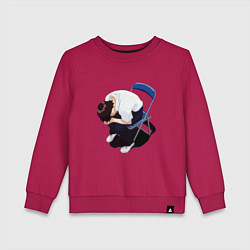 Свитшот хлопковый детский Синдзи Икари на стуле, цвет: маджента