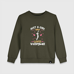 Свитшот хлопковый детский Volleyball Loves, цвет: хаки