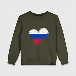 Свитшот хлопковый детский Russian Heart, цвет: хаки