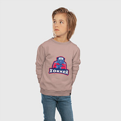 Свитшот хлопковый детский Россия - Хоккей, цвет: пыльно-розовый — фото 2