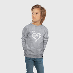 Свитшот хлопковый детский Сердце Скрипичный и Басовый Ключи, цвет: меланж — фото 2