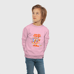 Свитшот хлопковый детский ДЕВУШКА ЯПОНКА САМУРАЙ, цвет: светло-розовый — фото 2