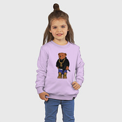 Свитшот хлопковый детский Gangsta bear Крутой мишка, цвет: лаванда — фото 2