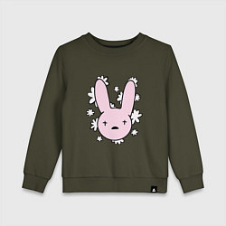 Свитшот хлопковый детский Bad Bunny Floral Bunny, цвет: хаки