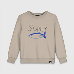 Свитшот хлопковый детский Super tuna jin, цвет: миндальный
