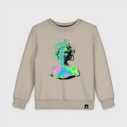 Свитшот хлопковый детский Gorgon Medusa Vaporwave Neon, цвет: миндальный