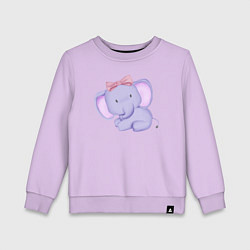 Свитшот хлопковый детский Милый Слонёнок С Бантиком, цвет: лаванда