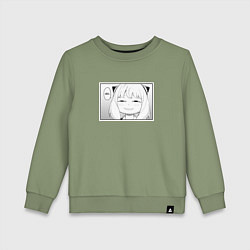Свитшот хлопковый детский Spy Family Heh Семья Шпиона, цвет: авокадо
