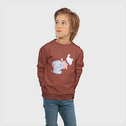 Свитшот хлопковый детский Милый Слонёнок С Подарком и Крольчонок, цвет: кирпичный — фото 2