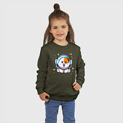 Свитшот хлопковый детский Котенок Астронавт, цвет: хаки — фото 2