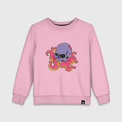 Свитшот хлопковый детский Skull Octopus, цвет: светло-розовый