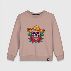 Свитшот хлопковый детский Skull - Mexico, цвет: пыльно-розовый