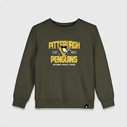 Свитшот хлопковый детский Pittsburgh Penguins Питтсбург Пингвинз, цвет: хаки