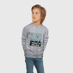 Свитшот хлопковый детский Neco Arc want to believe, цвет: меланж — фото 2