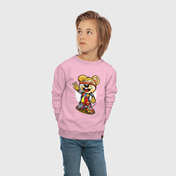 Свитшот хлопковый детский Радостный мышонок в стильных кроссовках показывает, цвет: светло-розовый — фото 2