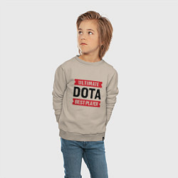 Свитшот хлопковый детский Dota: таблички Ultimate и Best Player, цвет: миндальный — фото 2