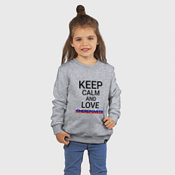 Свитшот хлопковый детский Keep calm Cherepovets Череповец, цвет: меланж — фото 2