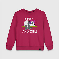 Свитшот хлопковый детский Панда на кей попе и расслабоне, цвет: маджента
