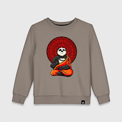 Свитшот хлопковый детский Медитация панды Дзен, цвет: утренний латте