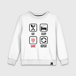 Свитшот хлопковый детский Eat Sleep The Witcher Repeat, цвет: белый