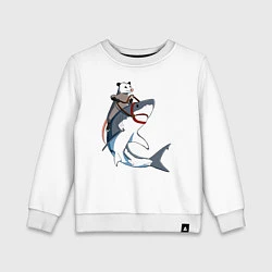 Свитшот хлопковый детский Опоссум верхом на акуле, цвет: белый