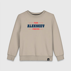 Свитшот хлопковый детский Team Alekseev Forever фамилия на латинице, цвет: миндальный