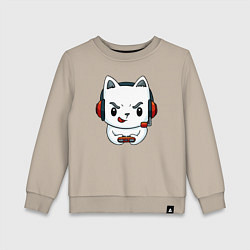 Свитшот хлопковый детский Кот игроман The cat is a gambler, цвет: миндальный