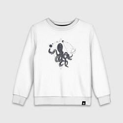 Свитшот хлопковый детский Space Octopus, цвет: белый