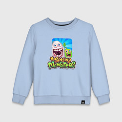Свитшот хлопковый детский My singing monsters мамунт и зерномех, цвет: мягкое небо