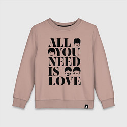 Свитшот хлопковый детский ALL YOU NEED IS LOVE THE BEATLES, цвет: пыльно-розовый