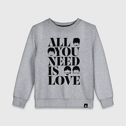 Свитшот хлопковый детский ALL YOU NEED IS LOVE THE BEATLES, цвет: меланж