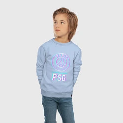 Свитшот хлопковый детский PSG FC в стиле Glitch, цвет: мягкое небо — фото 2