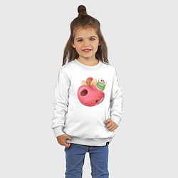 Свитшот хлопковый детский Червяк в яблоке, цвет: белый — фото 2