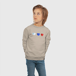 Свитшот хлопковый детский Триколор в сердечках, цвет: миндальный — фото 2