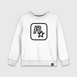 Свитшот хлопковый детский Логотип Rockstar games чб, цвет: белый