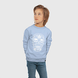 Свитшот хлопковый детский Ажурный авангардный череп Герб, цвет: мягкое небо — фото 2
