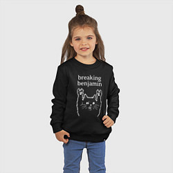 Свитшот хлопковый детский Breaking Benjamin Рок кот, цвет: черный — фото 2
