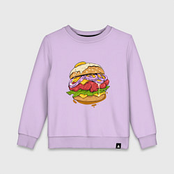 Свитшот хлопковый детский Наимощнейший бургер, цвет: лаванда