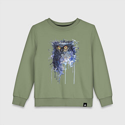 Детский свитшот Прикольная сова в акварельном рисунке