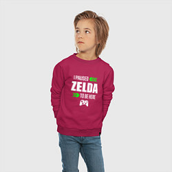 Свитшот хлопковый детский I Paused Zelda To Be Here с зелеными стрелками, цвет: маджента — фото 2