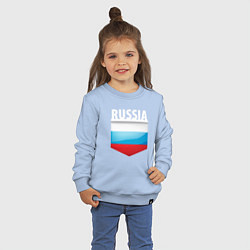 Свитшот хлопковый детский Russia Триколор России, цвет: мягкое небо — фото 2