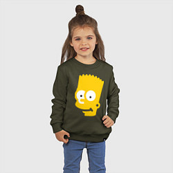 Свитшот хлопковый детский Барт Симпсон - портрет, цвет: хаки — фото 2