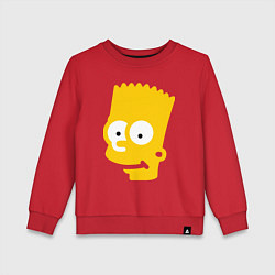 Свитшот хлопковый детский Барт Симпсон - портрет, цвет: красный