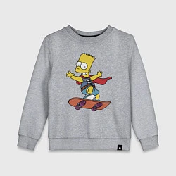Свитшот хлопковый детский Барт Симпсон - крутой скейтер, цвет: меланж