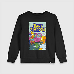 Свитшот хлопковый детский Барт Симпсон устроил из автомобиля аквариум, цвет: черный