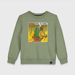 Свитшот хлопковый детский Пепе Лягушонок в беде, цвет: авокадо