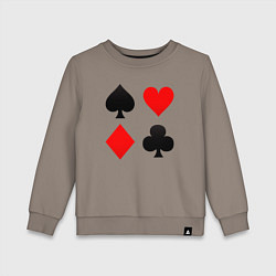Свитшот хлопковый детский Четыре масти игральных карт, цвет: утренний латте