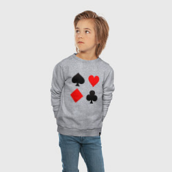 Свитшот хлопковый детский Четыре масти игральных карт, цвет: меланж — фото 2